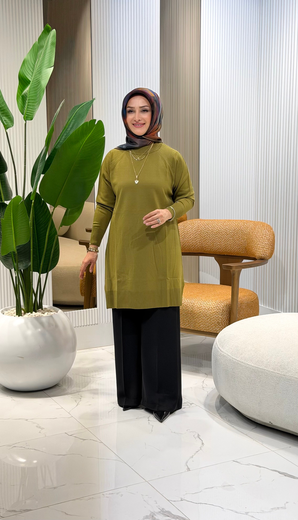 ARMİNE TREND BASIC TRİKO TUNİK YAĞ YEŞİLİ- 26KTD419