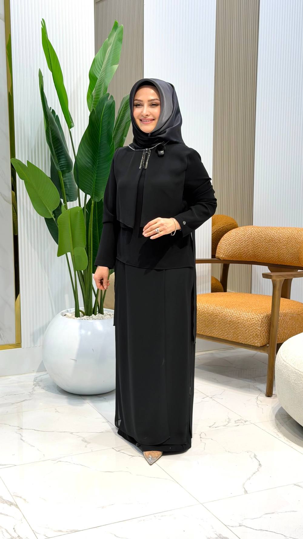 ARMİNE TREND BROŞ DETAYLI PANTOLONLU İKİLİ TAKIM -25KT675
