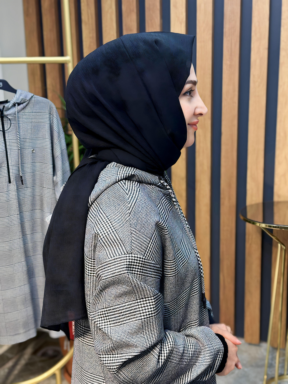 ARMİNE TREND EKOSE DESENLİ,KAPÜŞONLU,KUŞGÖZÜ DETAYLI TUNİK-23KT450