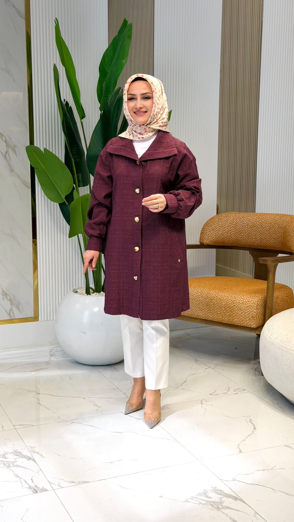 ARMİNE TREND KABARTMA DESENLİ CEKET MÜRDÜM - 26YT508