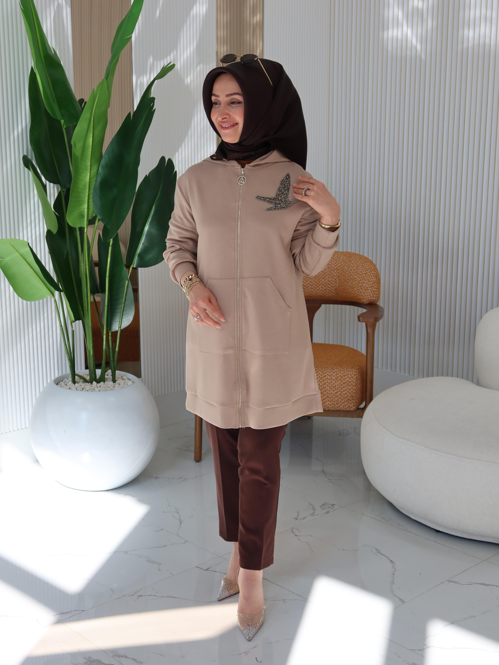 ARMİNE TREND KUŞ DETAYLI CEKET- 25YT542