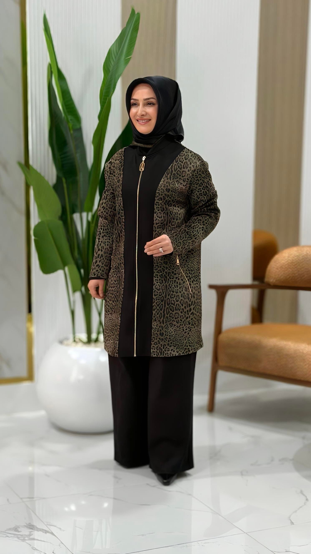 ARMİNE TREND LEOPAR DESENLİ PANTOLONLU TAKIM- 25KT674