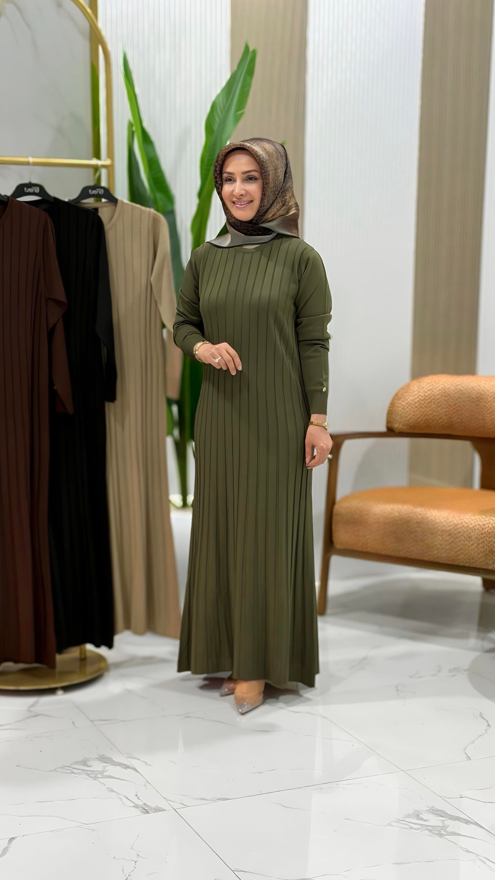 ARMİNE TREND MERSERİZE ELBİSE HAKİ- 25KT901