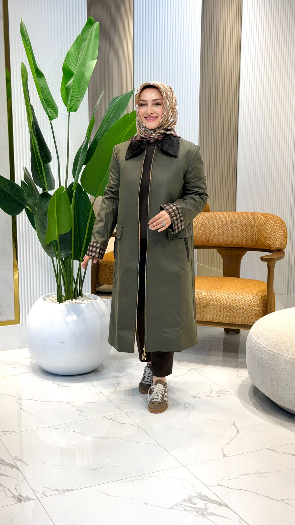 ARMİNE TREND YAKA KADİFE DETAY KAP HAKİ- 26KT511