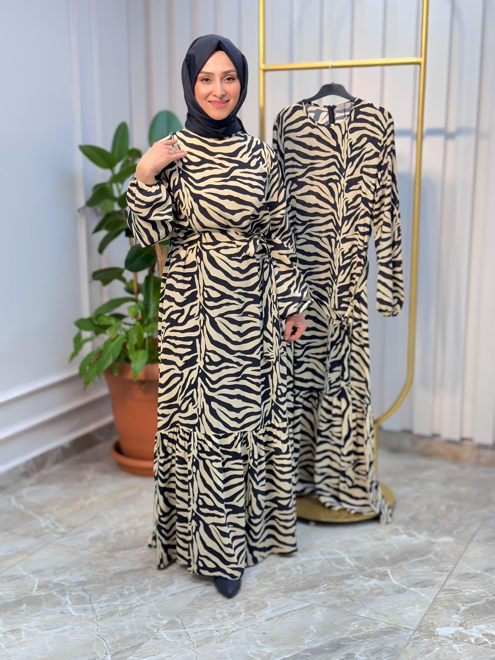 ARMİNE TREND ZEBRA ELBİSE - 25YT928