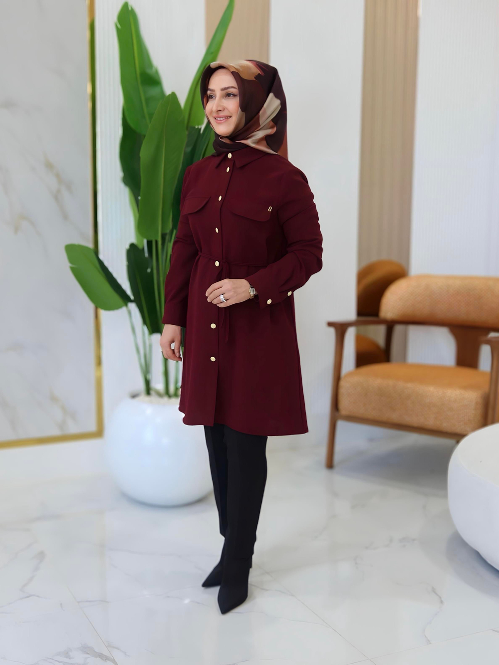 BELLİ PELERİN DETAYLI TUNİK- 25K4001