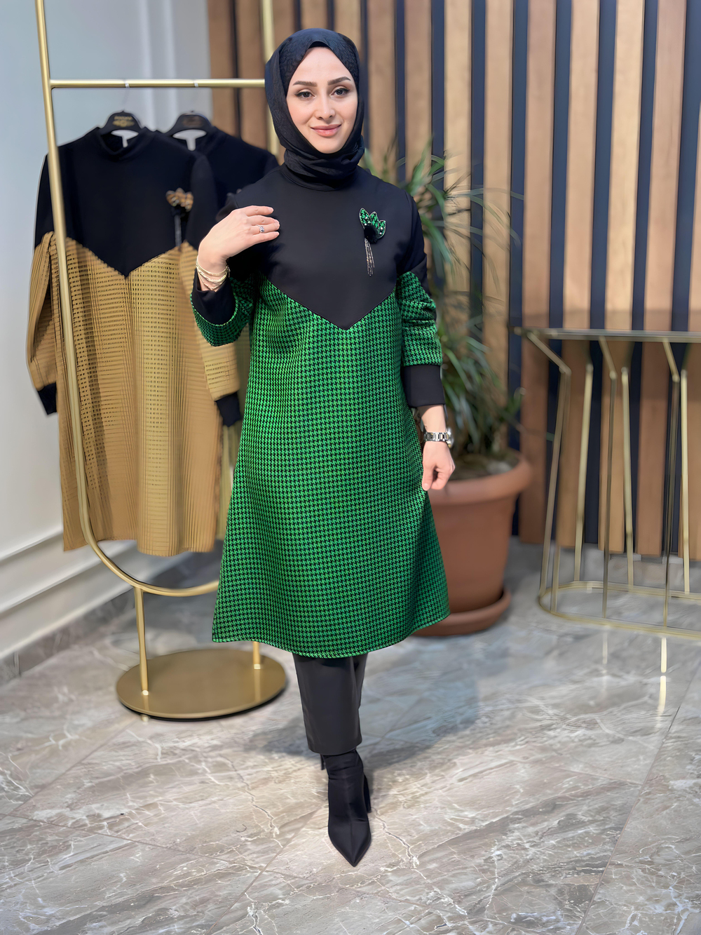 HAYA KAZAYAĞI DESENLİ TUNİK-A1249
