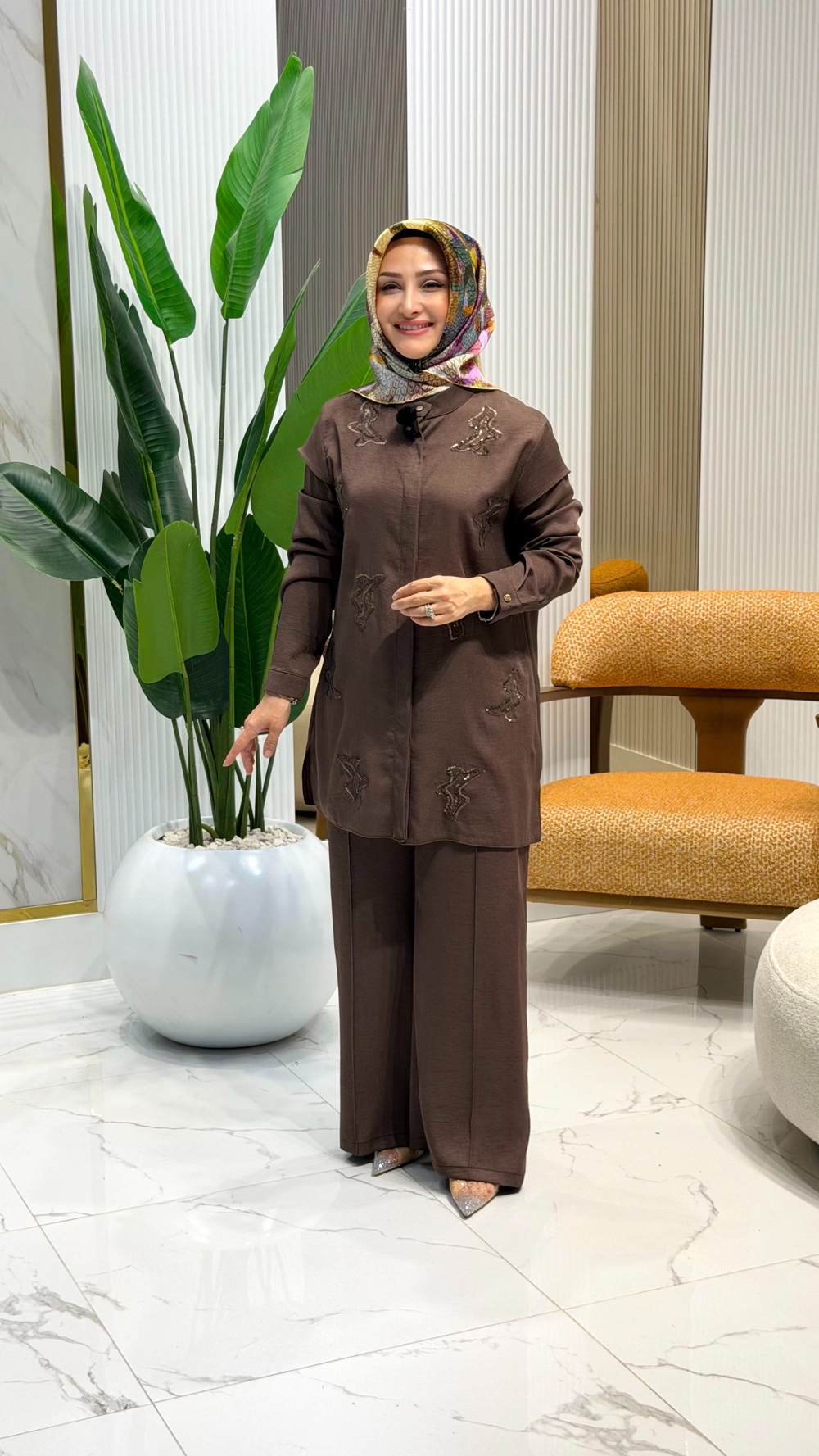 HAYA PUL PAYET DETAYLI TAKIM KAHVE 1739