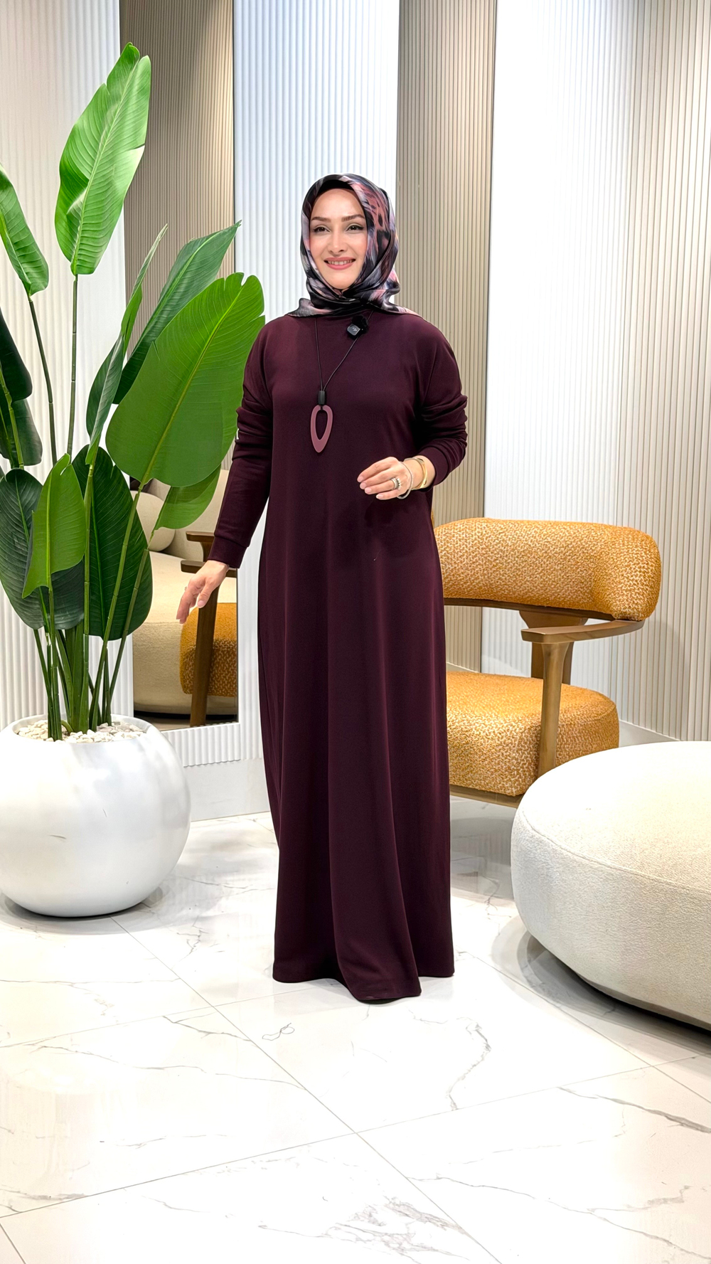 KADO KOLYELİ UZUN ELBİSE 268498-MÜRDÜM