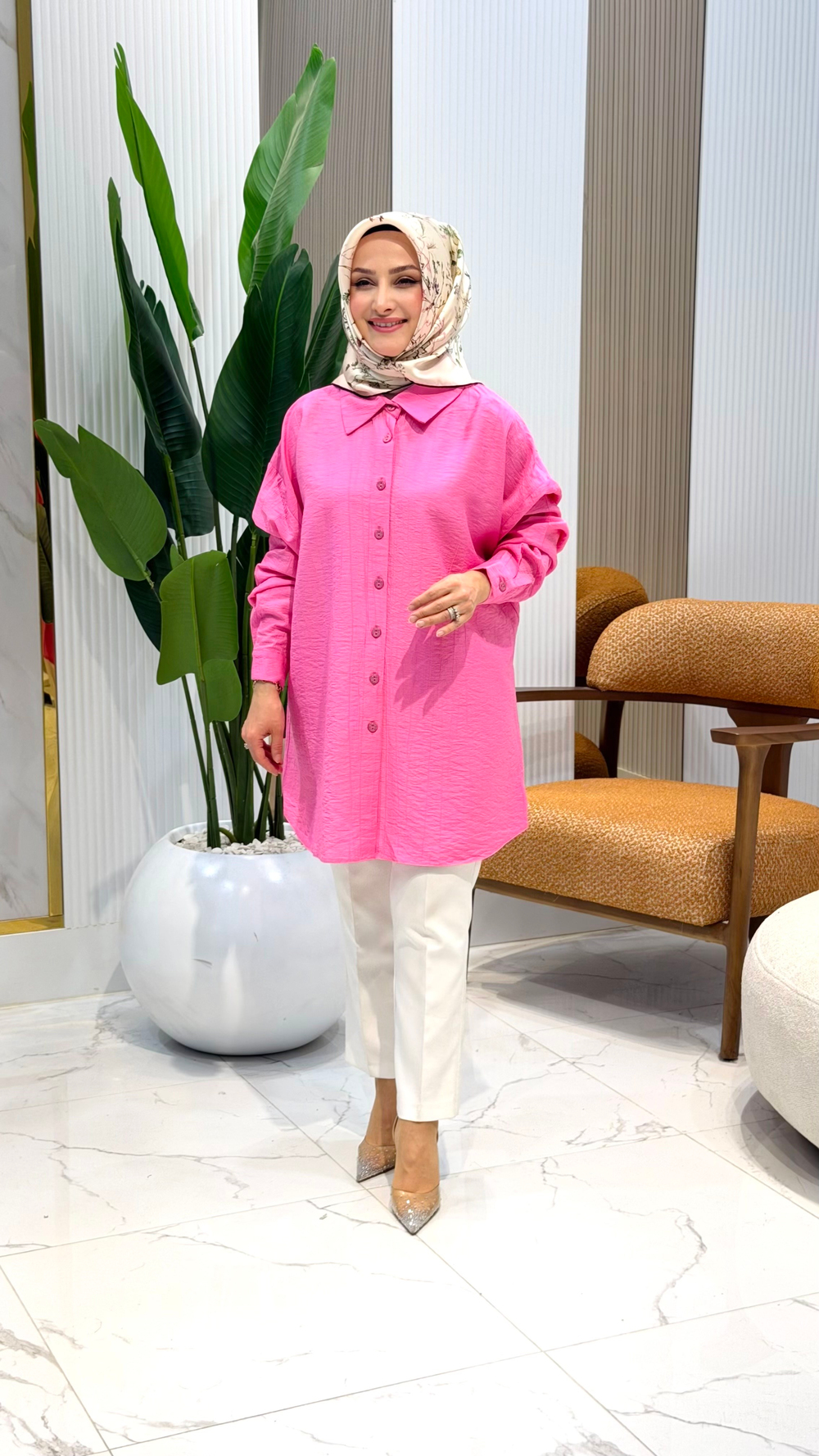 KADO OVERSİZE GÖMLEK PEMBE- 262244