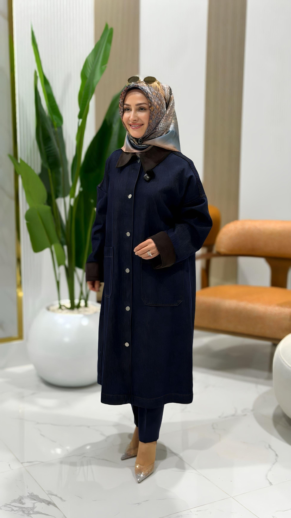 KONTRAST YAKA DENİM CEKET-35884