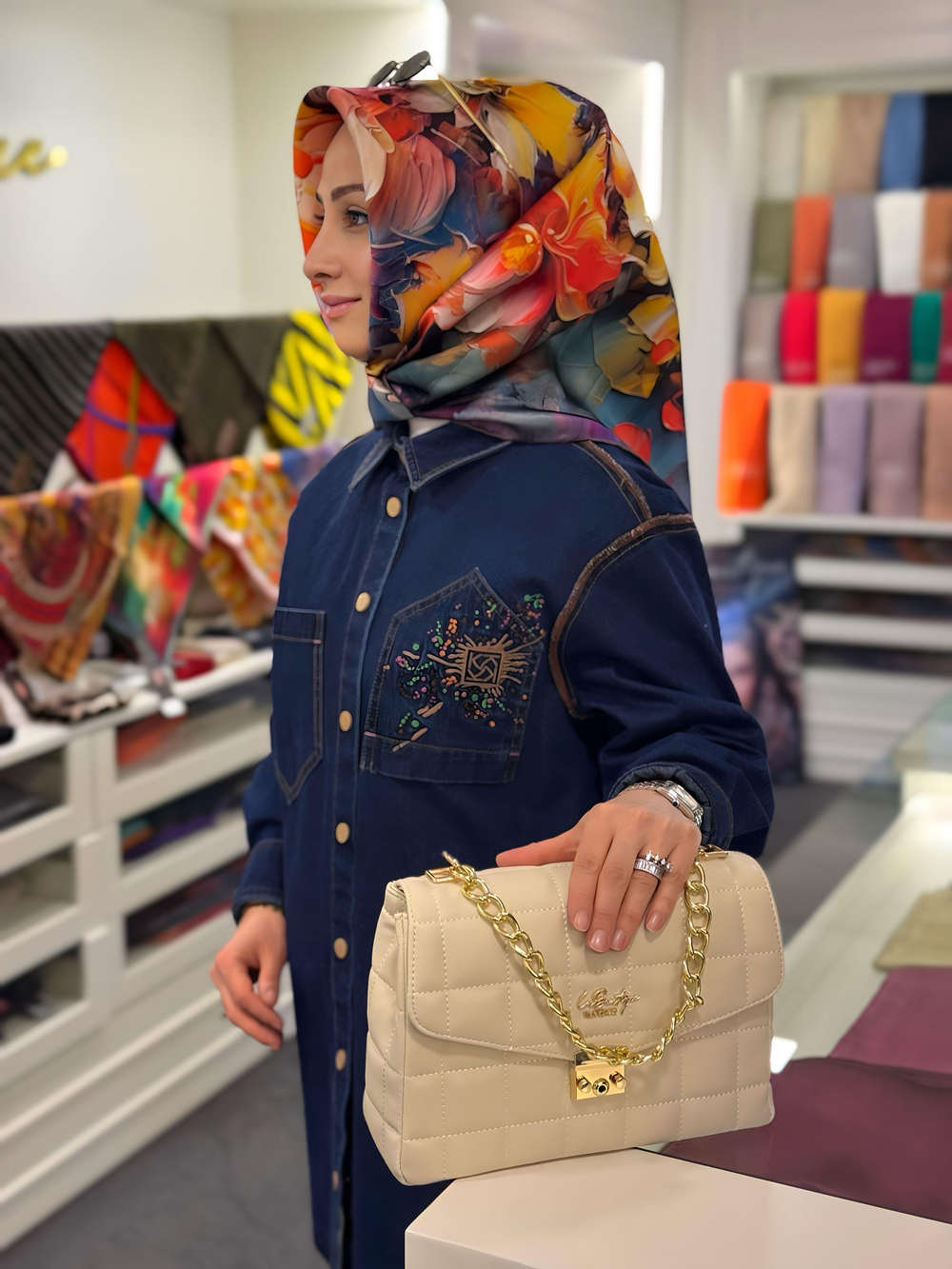 LABOUTİQUE 2025 İLKBAHAR/YAZ SURA İPEK EŞARP 90*90  2352-1