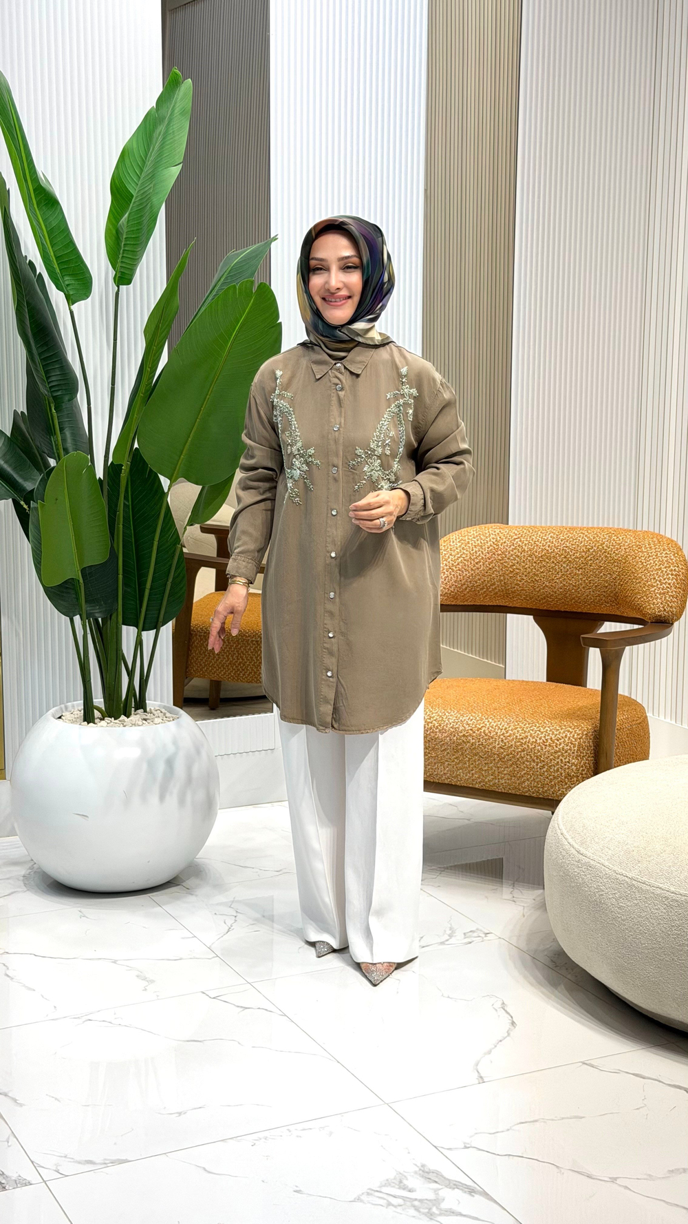 NOSHE TENSEL GÖMLEK YEŞİL 4682