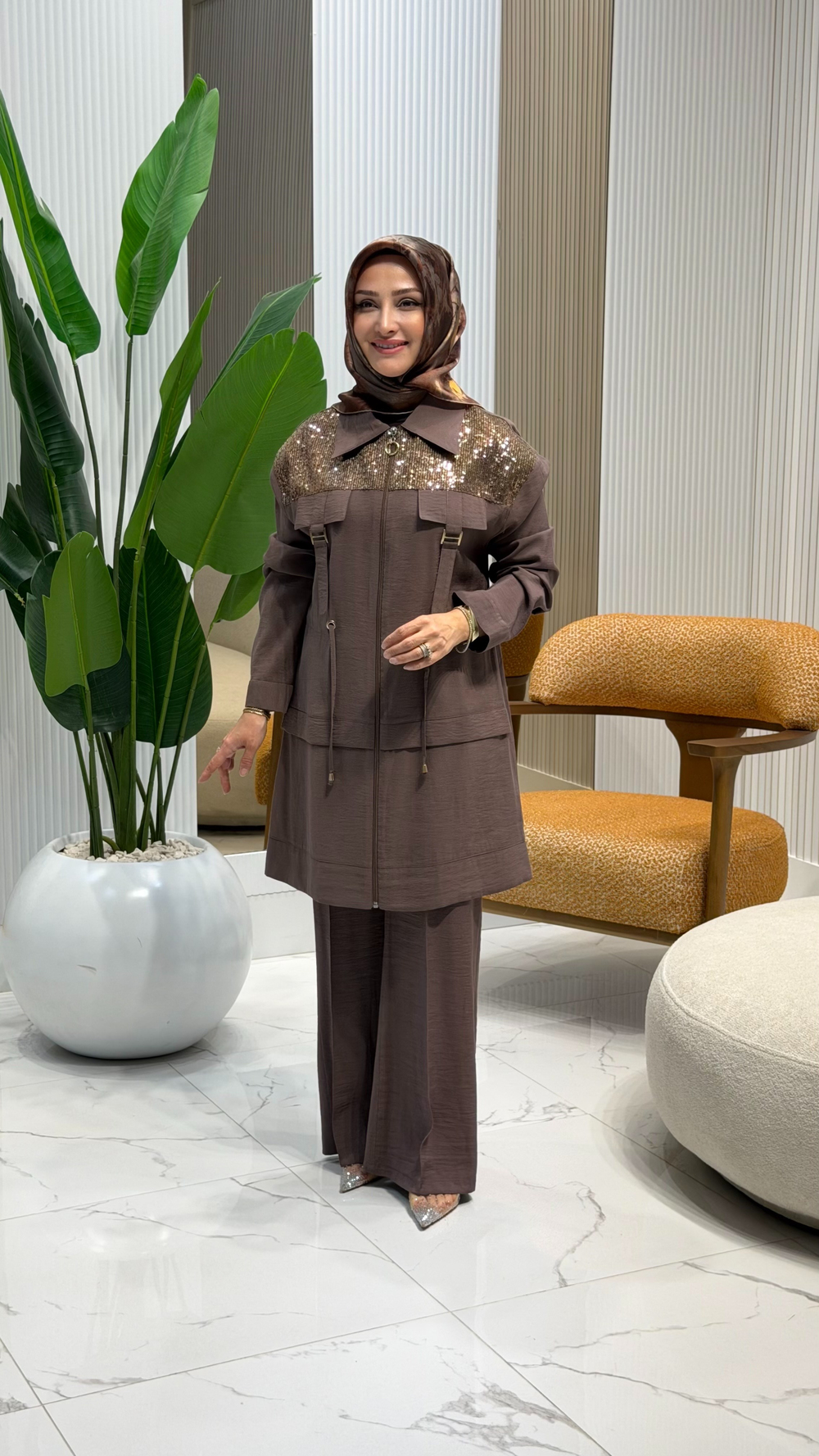 PUL PAYETLİ TAKIM KAHVE 6273