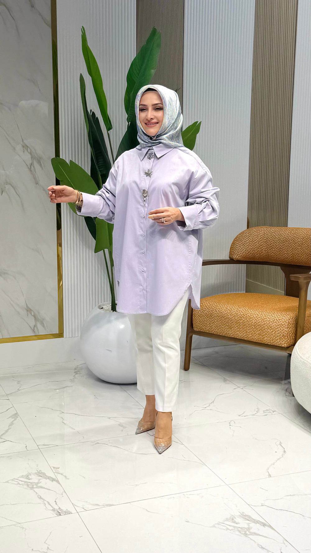 TIĞ TRİKO AKSESUAR DETAYLI GÖMLEK LİLA -4061.01