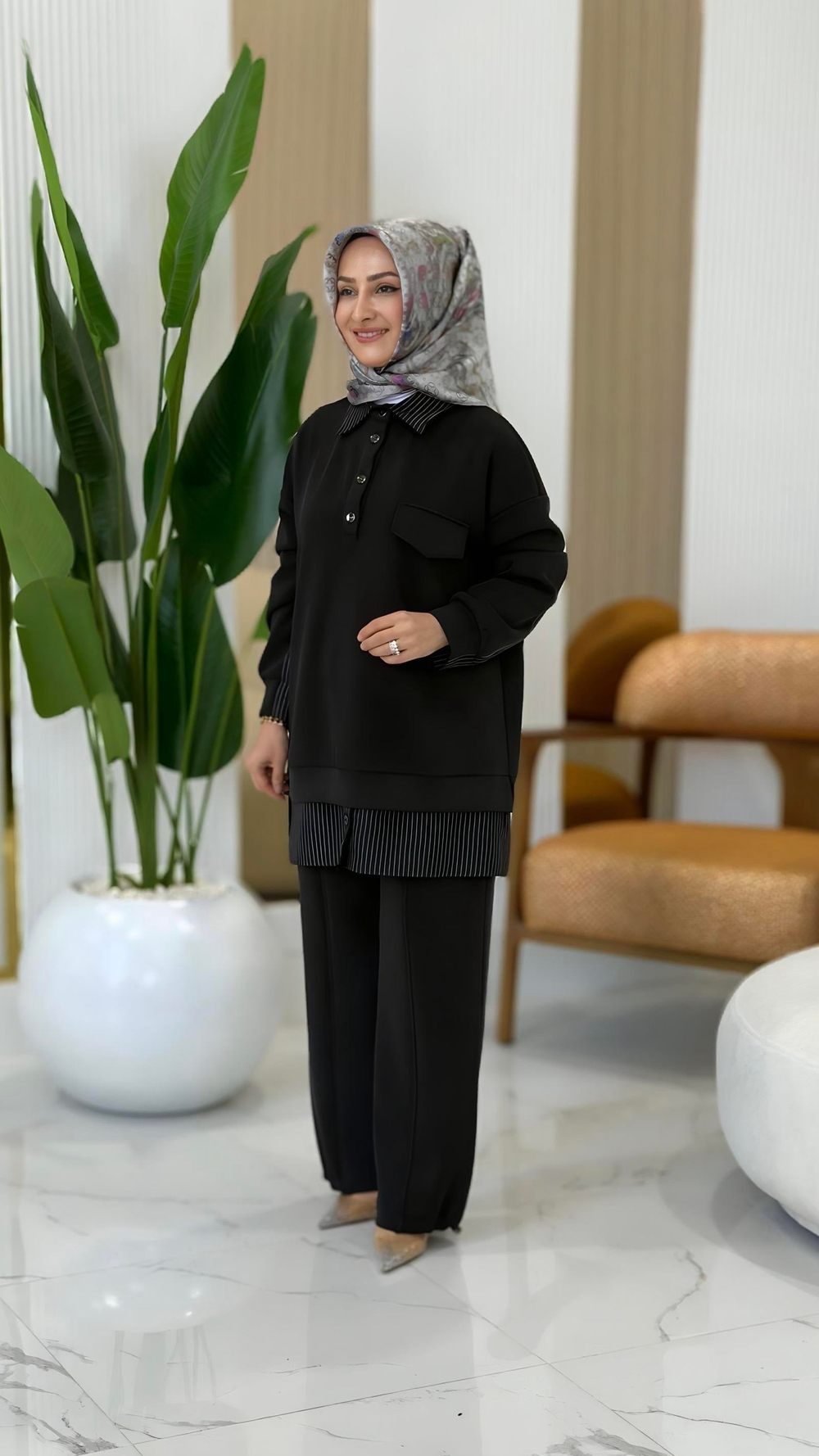 TIĞ TRİKO ÇİZGİ KOMBİNLİ PANTOLONLU TAKIM- 5018.01