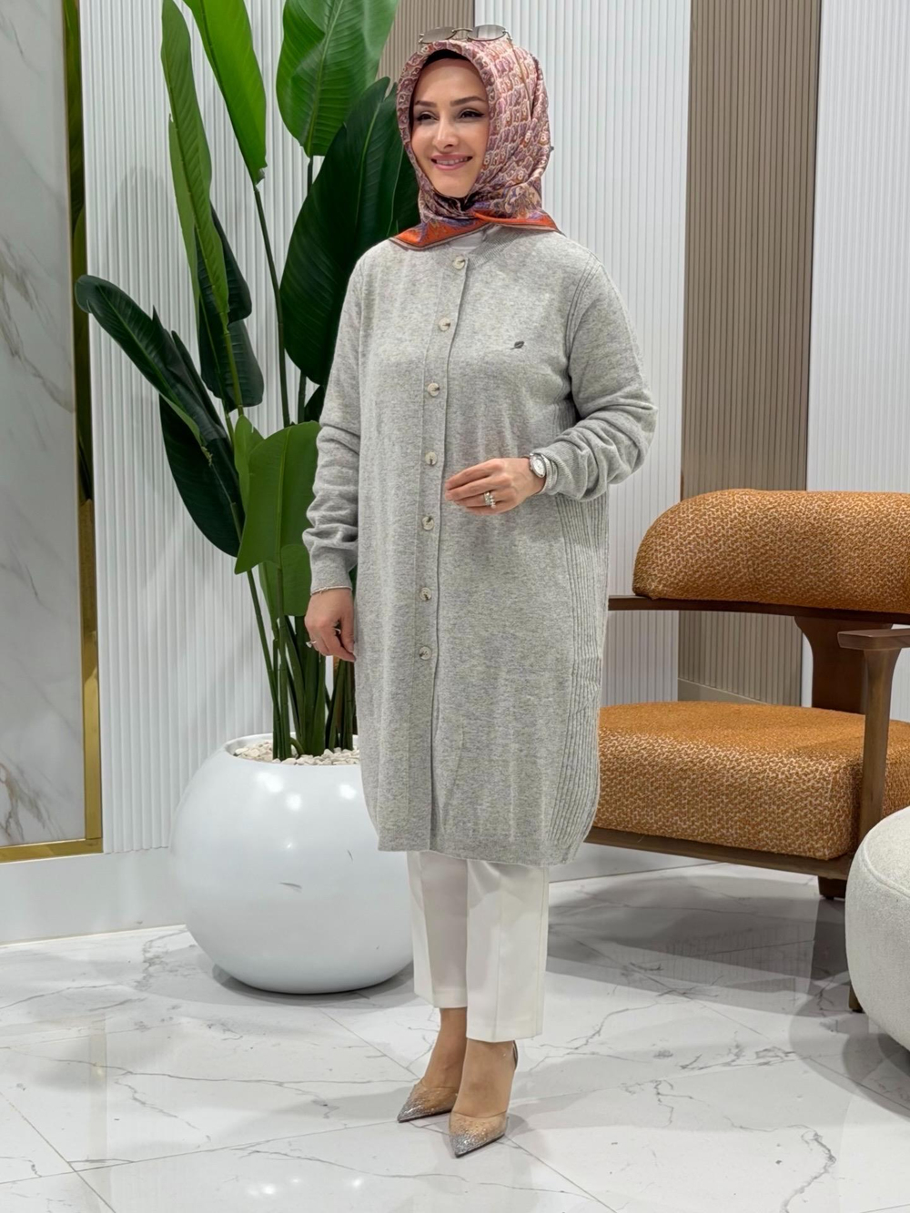 TIĞ TRİKO KAŞMİR HIRKA GRİ-14571.1