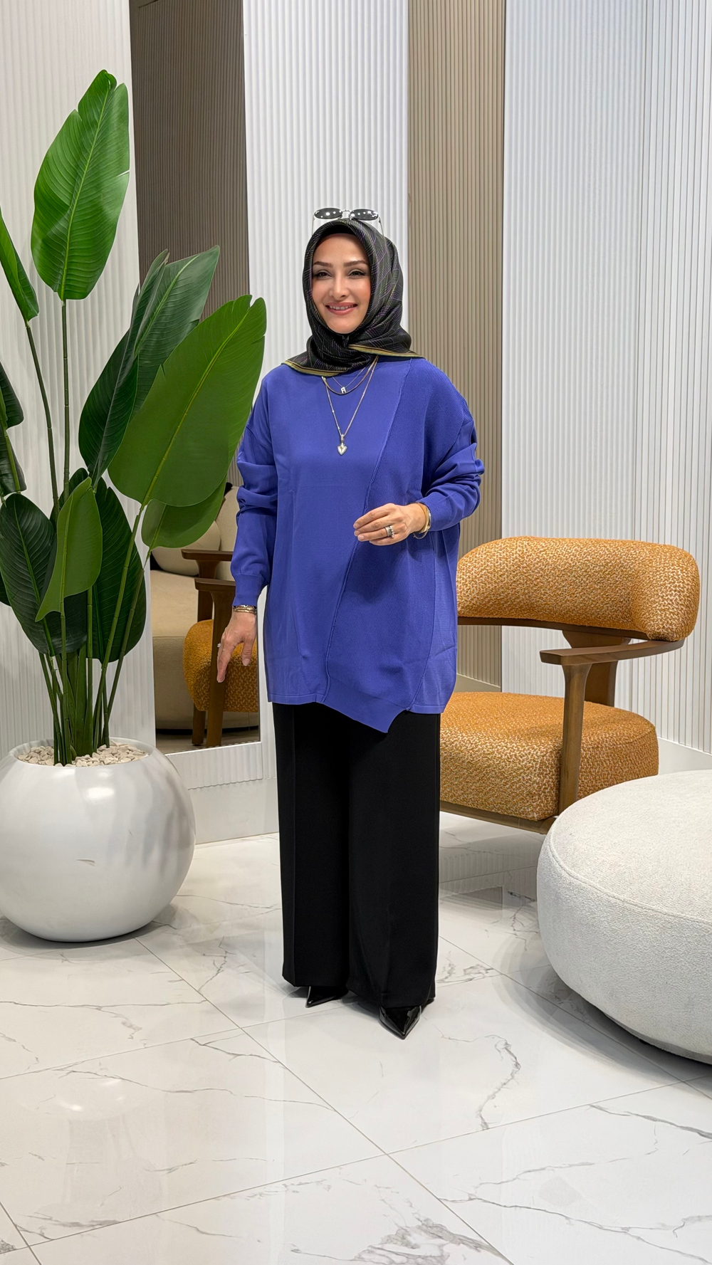 TIĞ TRİKO ÖRGÜ DETAYLI RAYON TUNİK LİLA - 21872