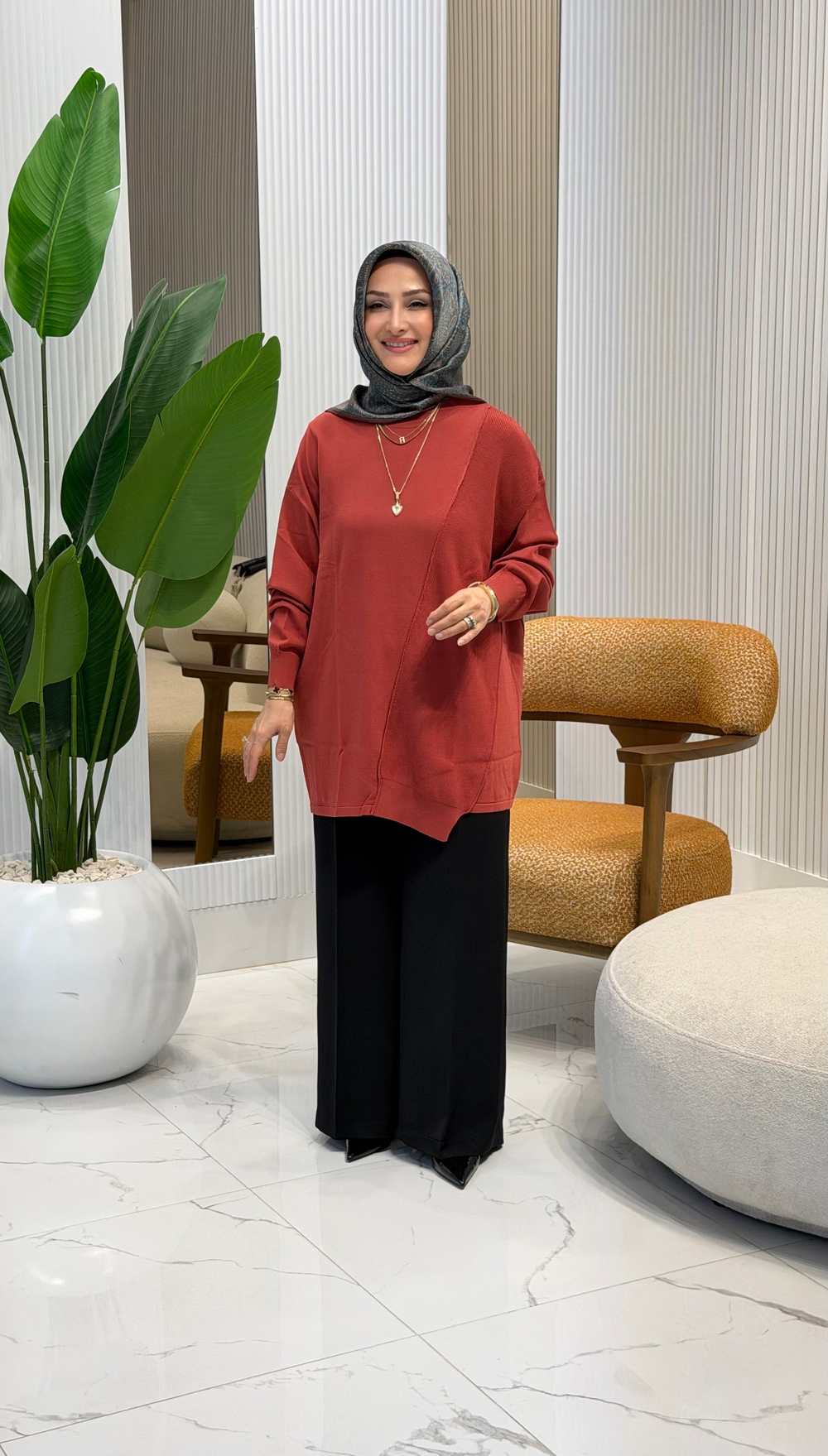 TIĞ TRİKO ÖRGÜ DETAYLI RAYON TUNİK SOMON - 21872