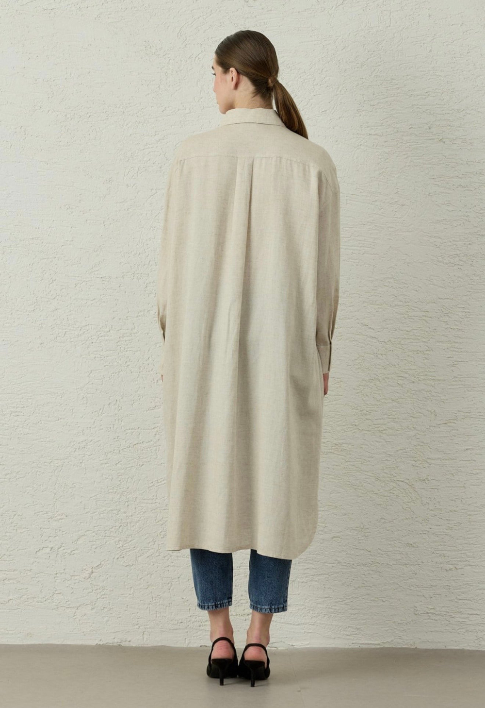Natural Keten Tunik-Taş
