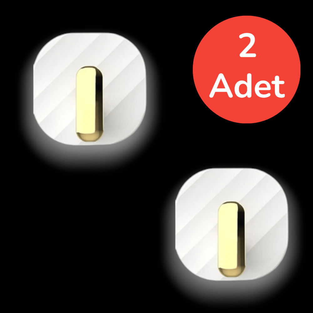 2li Yapışkanlı Retro Askılık – Beyaz | Dolap Kapak Kulpu, Duvar ve Kapı Askısı, Metal Gold Detaylı