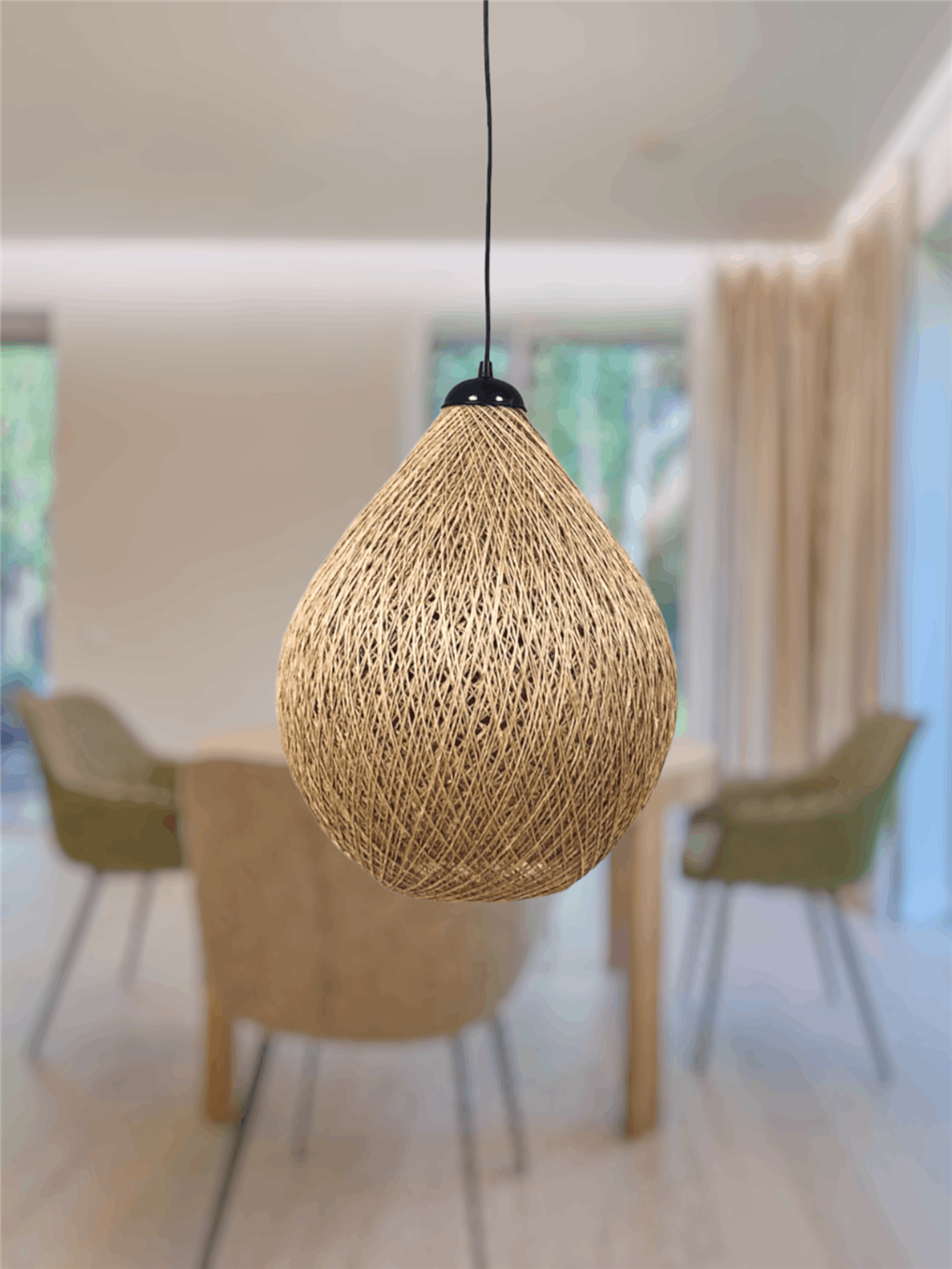 30 Cm X 36 Cm X 96 Rustik Jüt Halatlı Sarkıt Lamba Avize Keten Ip Başlık Küre Top Sarkıt Avize Damla