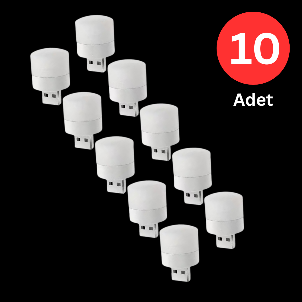 10lu USB Mini LED Gece Lambası – Taşınabilir Pratik Aydınlatma, Laptop Powerbank Uyumlu