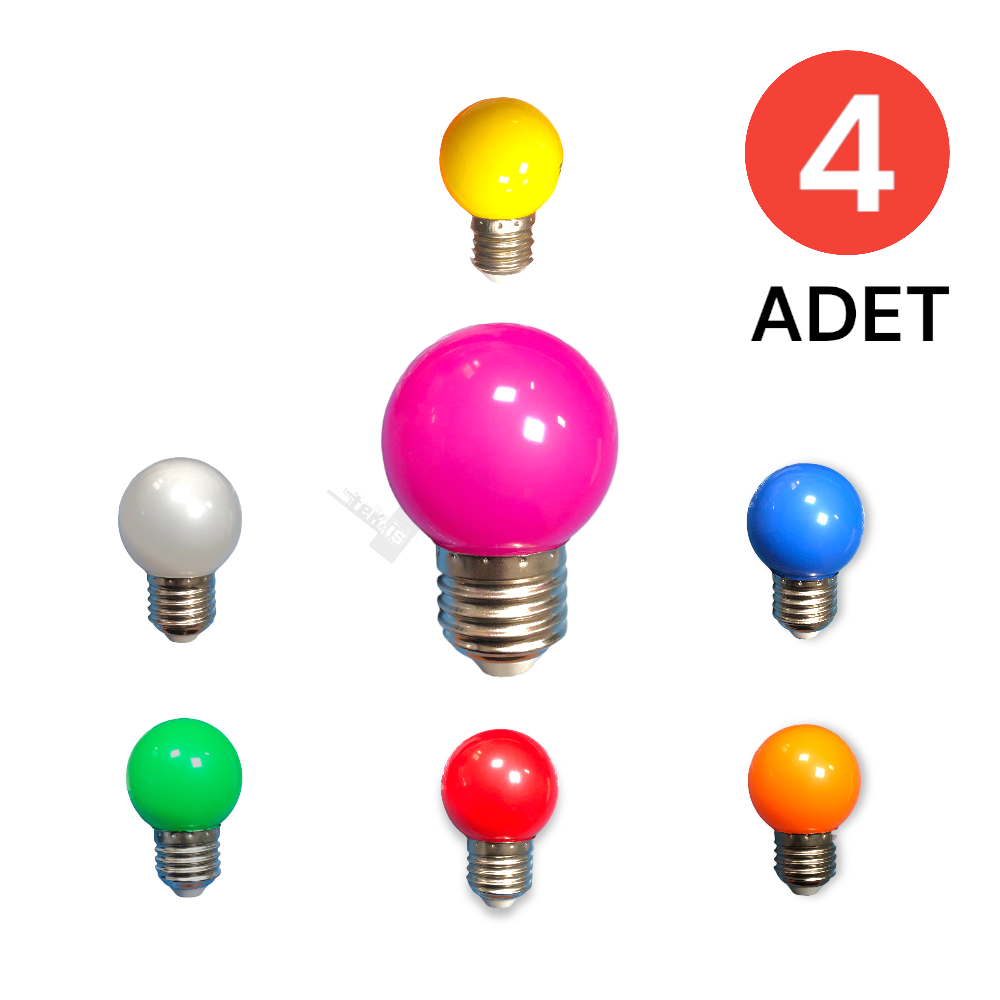 AMPUL E-27 1 WAT RENKLİ 4 ADET VKM
