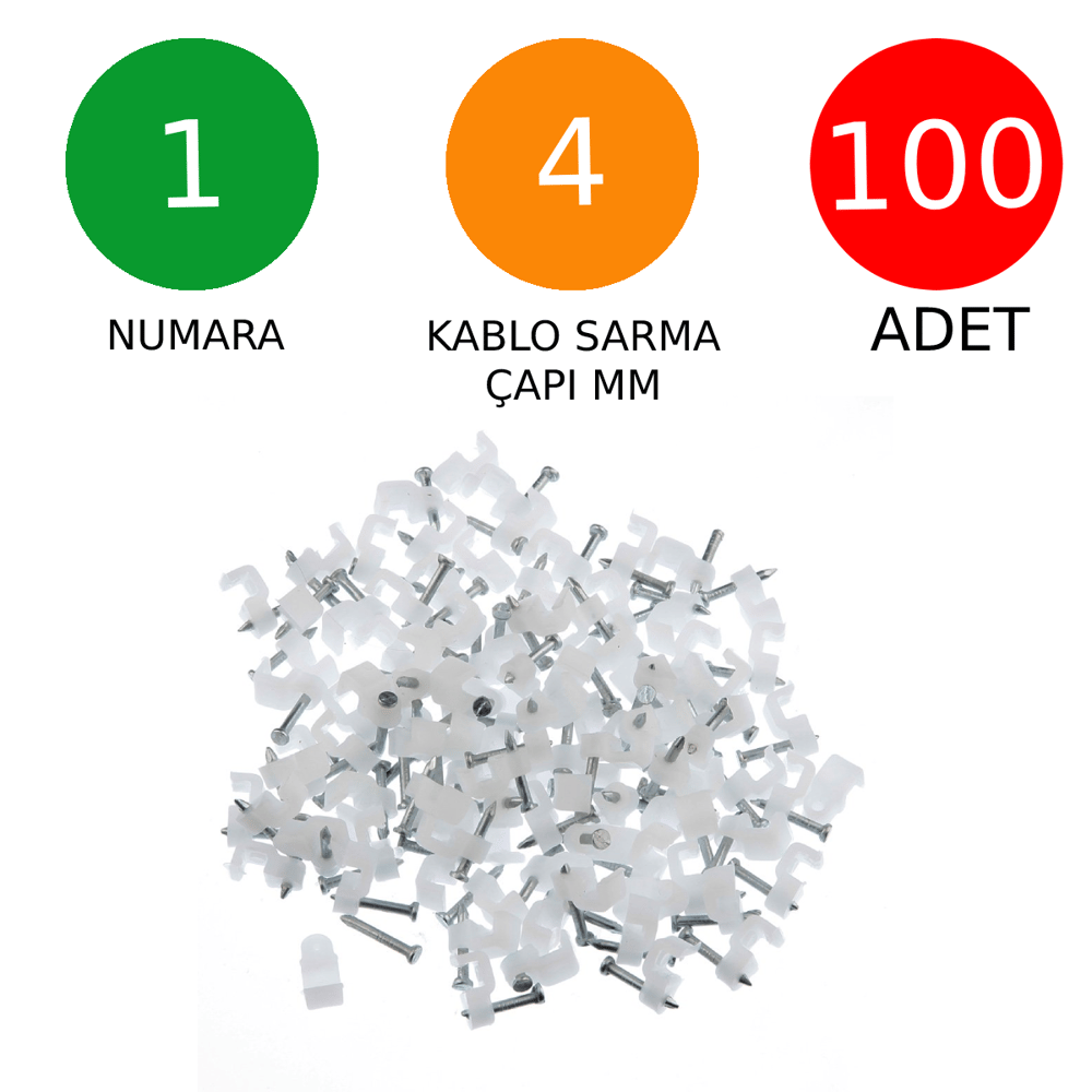 Beton Çivili Kablo Tutucu, Kroşe No 1 100 Adet