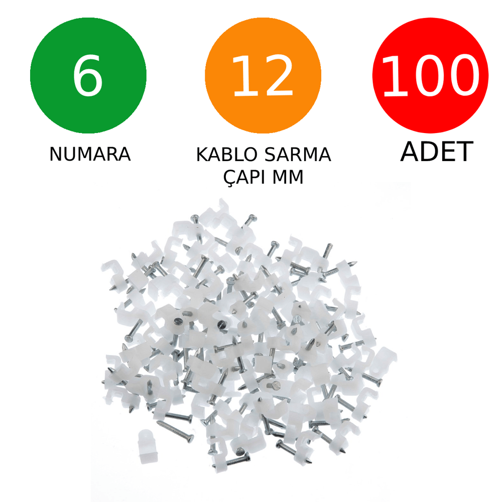 Beton Çivili Kablo Tutucu, Kroşe No 6 100 Adet