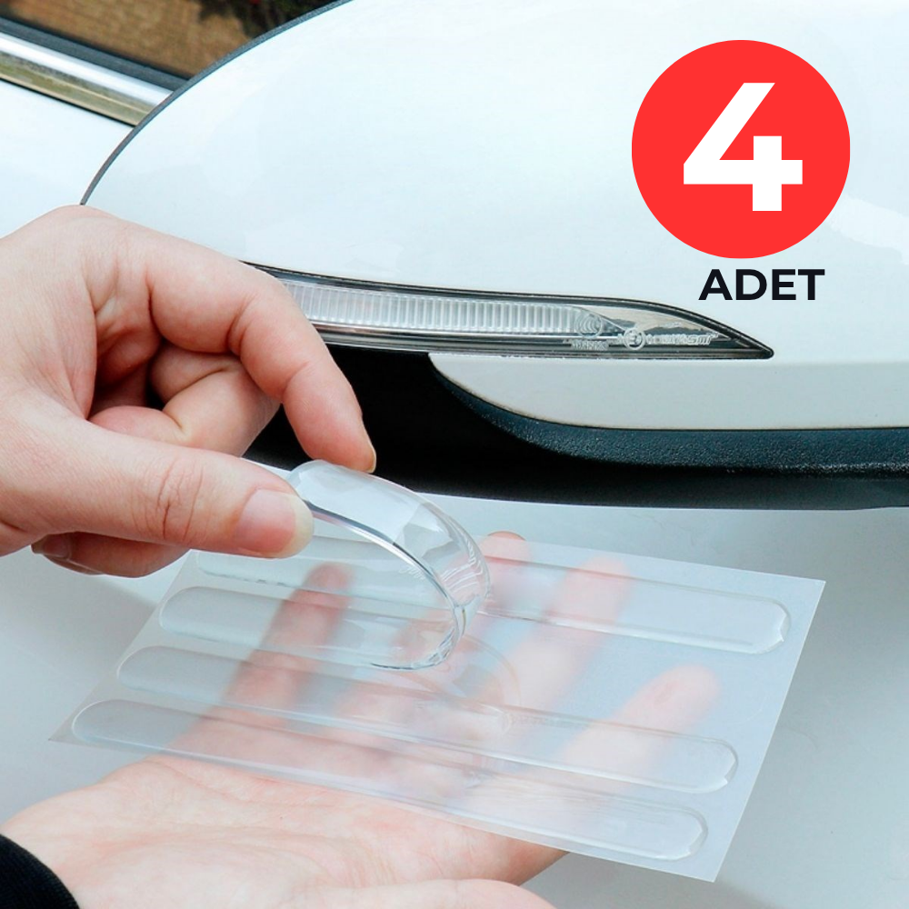 Oto Kapı Kolu Darbe Koruyucu Şeffaf Silikon Çizik Önleyici Kapı Koruma Bandı 4lü Set