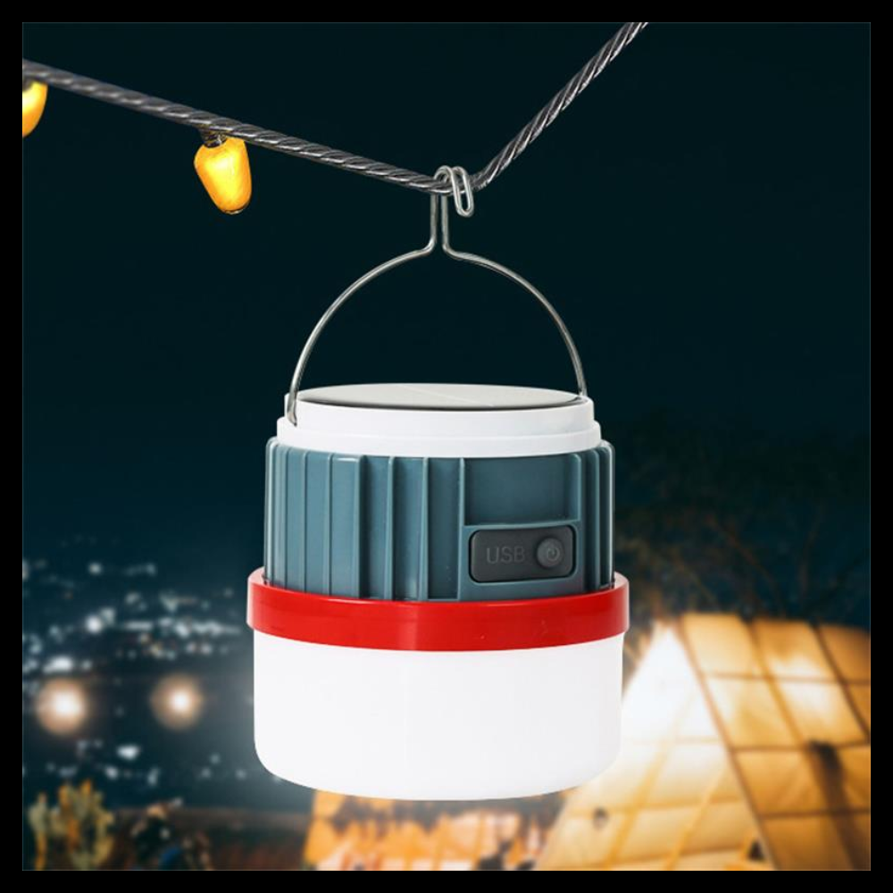 Solar LED Kamp Feneri Şarjlı – USB Girişli Taşınabilir Kamp Lambası (Askılı, Outdoor, Acil Durum)