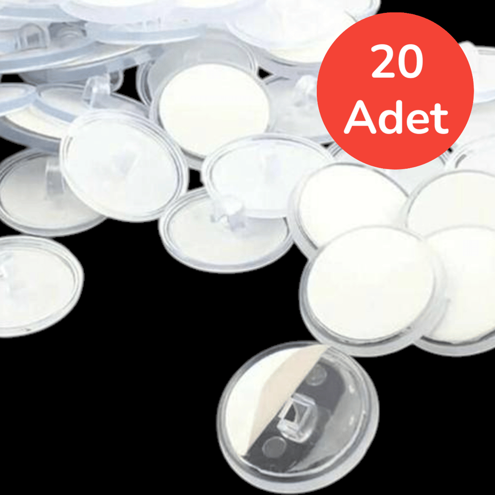 20 Adet Şeffaf Yuvarlak Güçlü Disk Yapışkan – 3 cm Çaplı Çift Taraflı Askı ve Dekor Sabitleme Diskleri
