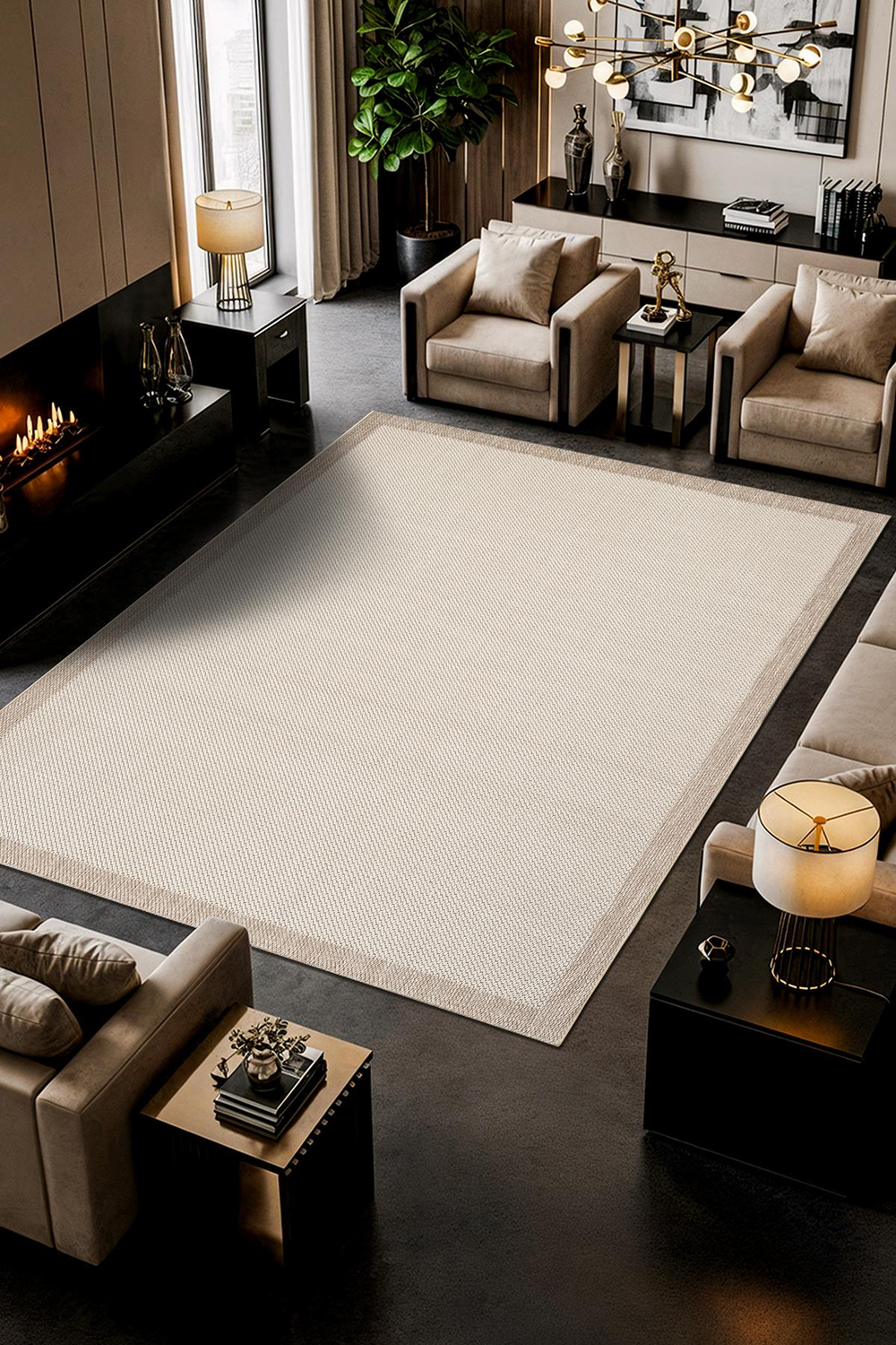 Zeen ZE002W Sisal Bej Beyaz Kolay Temizlenebilir Makinede Yıkanabilir Mutfak Halısı