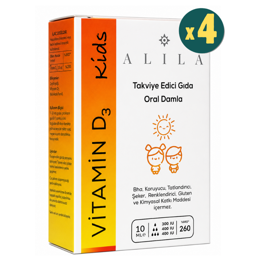 Alila Vitamin D3 Kids 10 ml Damla 4 Adet Fiyatları - Modern Eczane