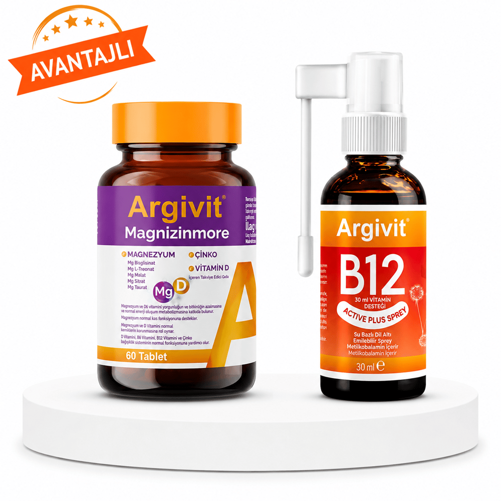 Argivit Magnizinmore 60 Tablet & Argivit B12 Active Plus Sprey 30 ml Fiyatları - Modern Eczane