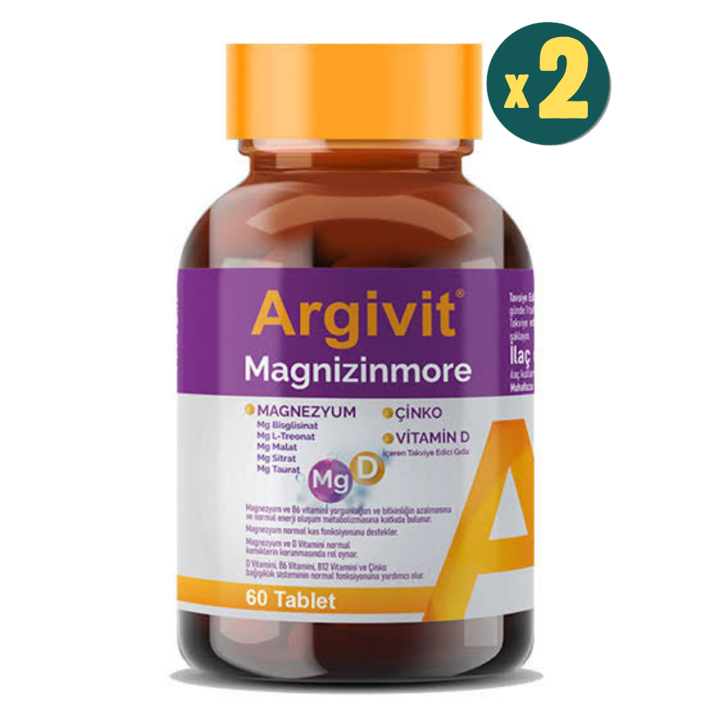 Argivit Magnizinmore Magnezyum Çinko 60 Tablet 2 Adet - Modern Eczane