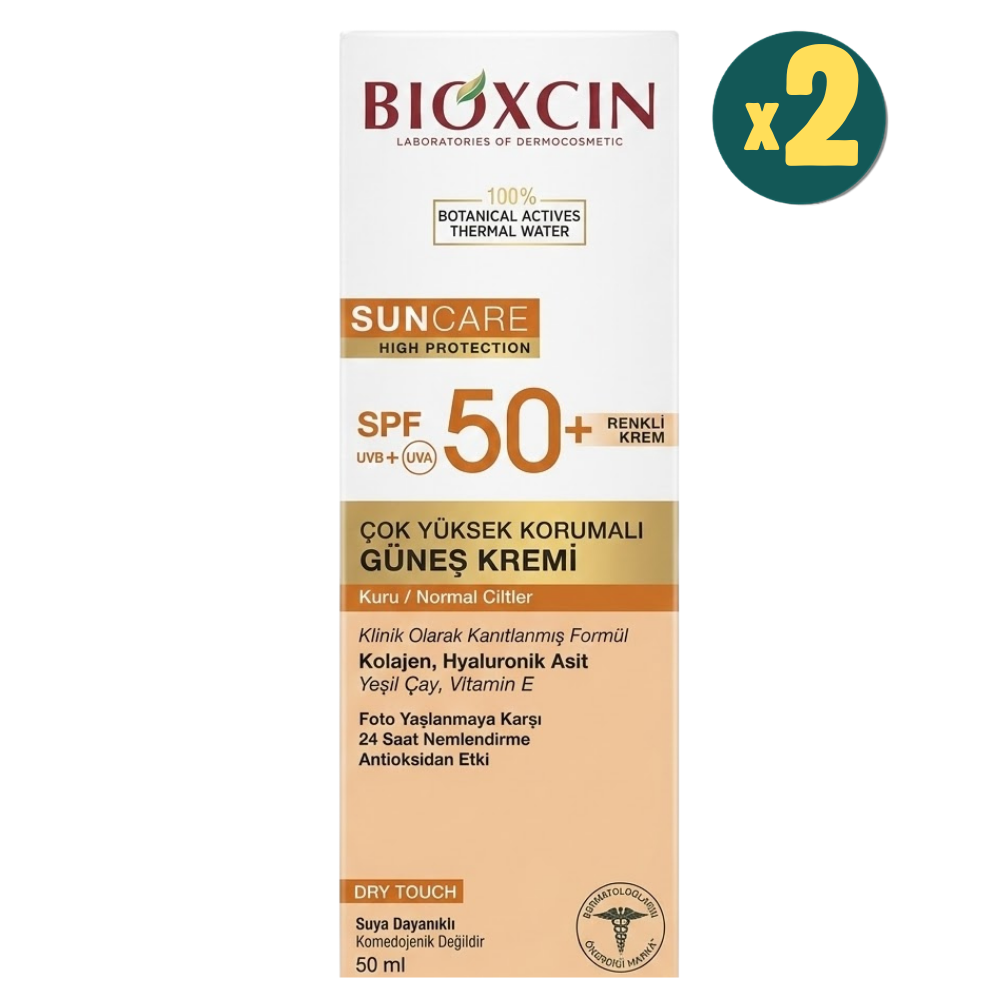 Bioxcin Sun Care Güneş Krem Renkli Yüksek Korumalı Kuru & Normal Ciltler İçin SPF50+  50 ml 2 Adet Fiyatları - Modern Eczane
