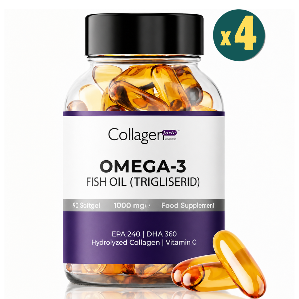 Collagen Forte Omega-3 Premium Fish Oil Balık Yağı Hidrolize Kolajen Vitamin C 1000 mg 90 Softgel 4 Adet Fiyatları - Modern Eczane