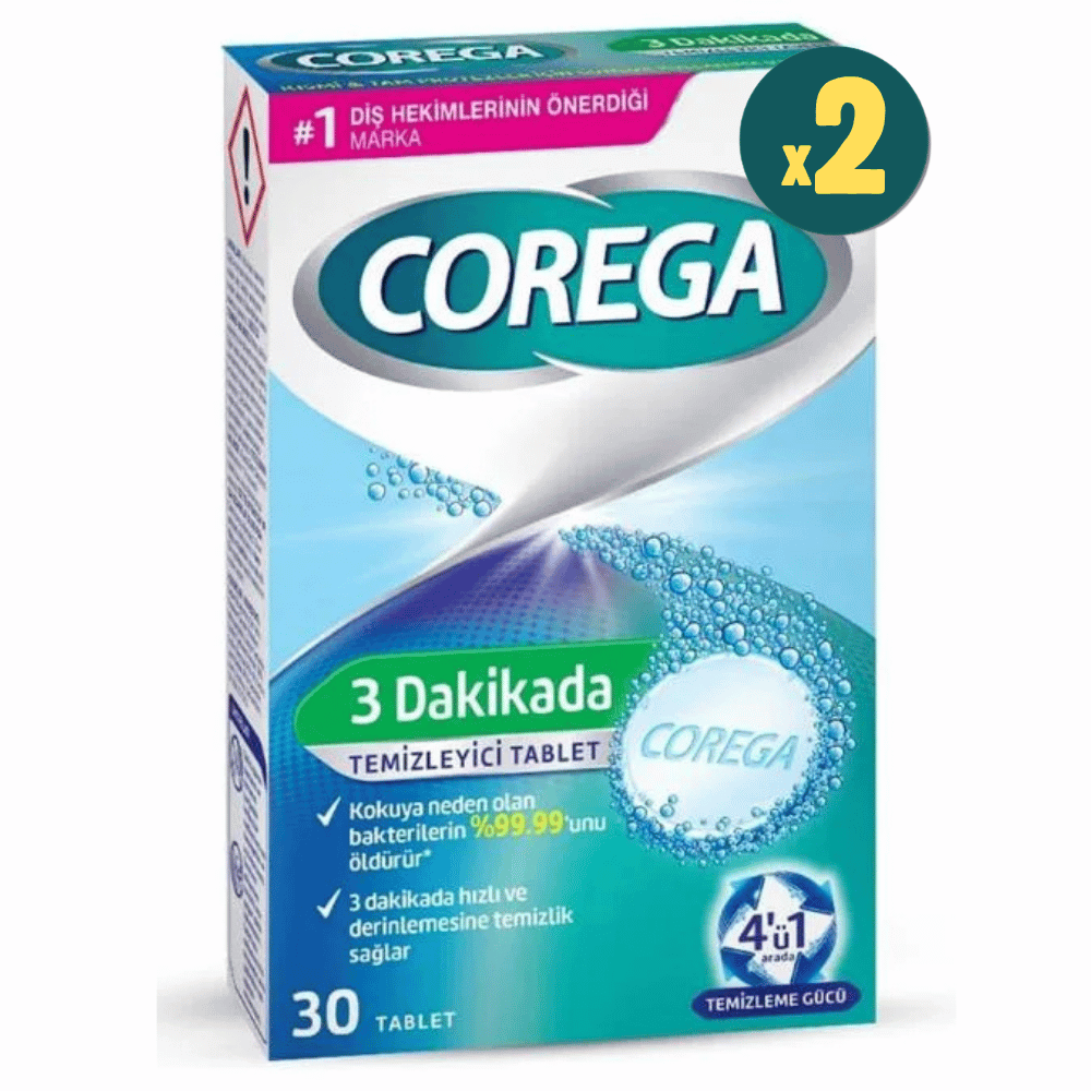 Corega 3 Dakikada Temizleyici 30 Tablet 2 Adet Fiyatları - Modern Eczane