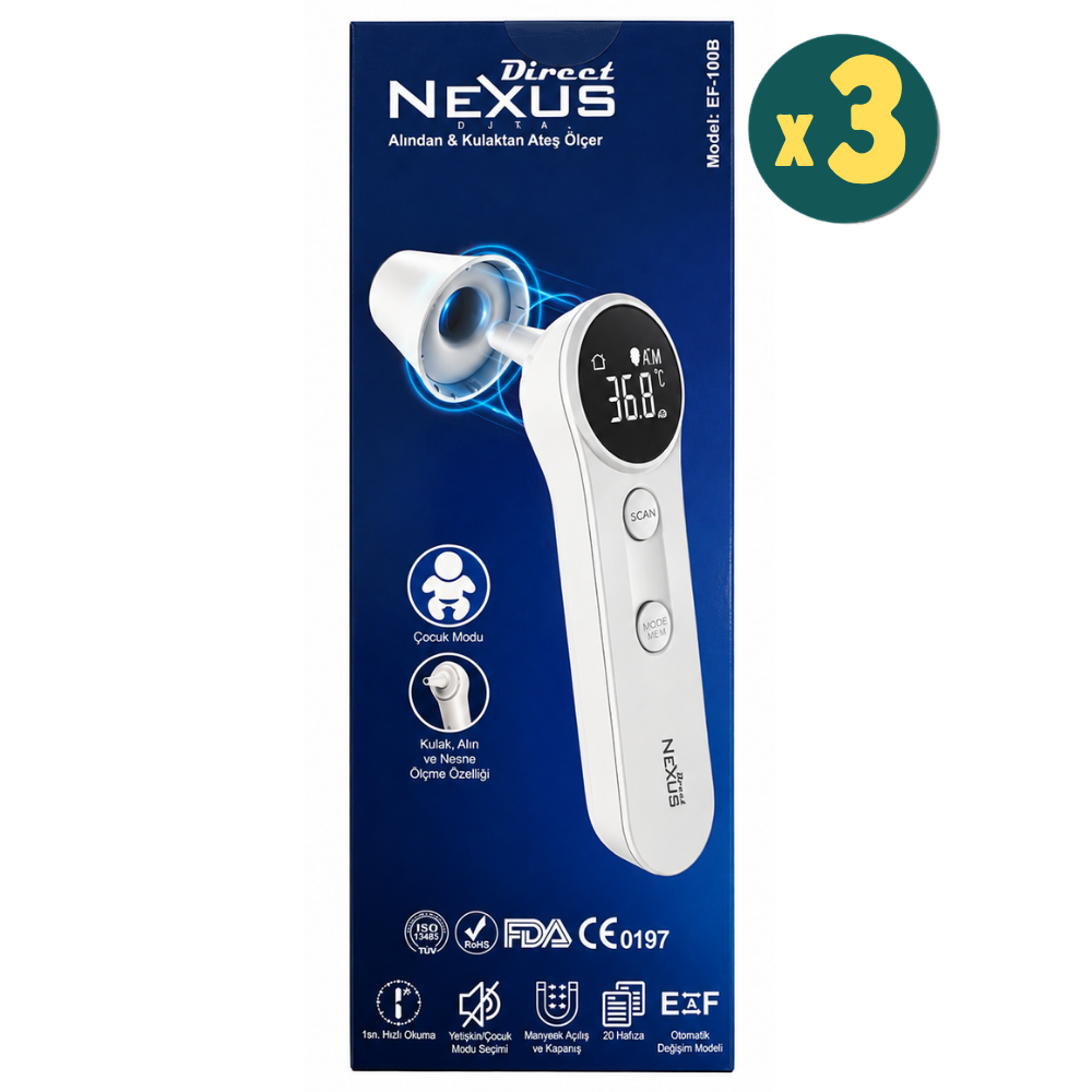 Nexus Dual Kulaktan ve Alından Ateş Ölçer 3 Adet Fiyatları - Modern Eczane
