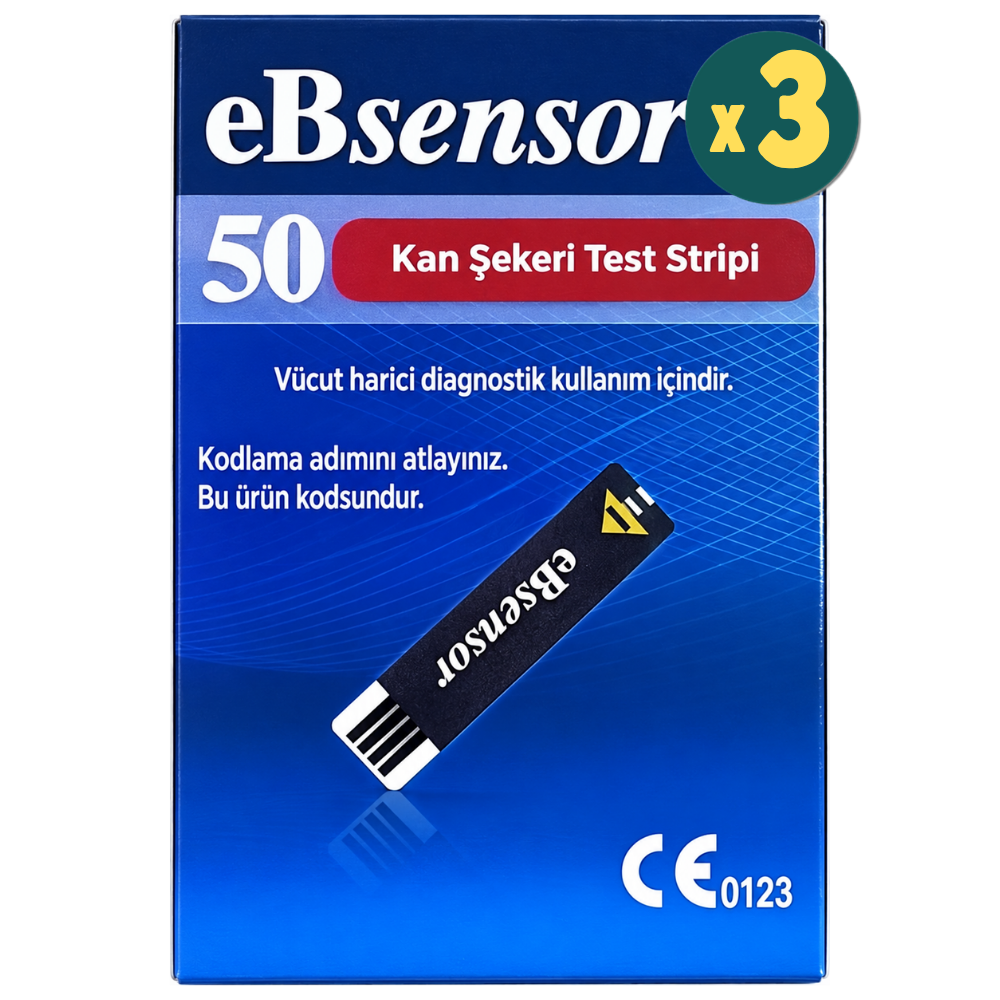 Ebsensor Kan Şekeri Test Stripi 50'li 3 Adet Fiyatları - Modern Eczane