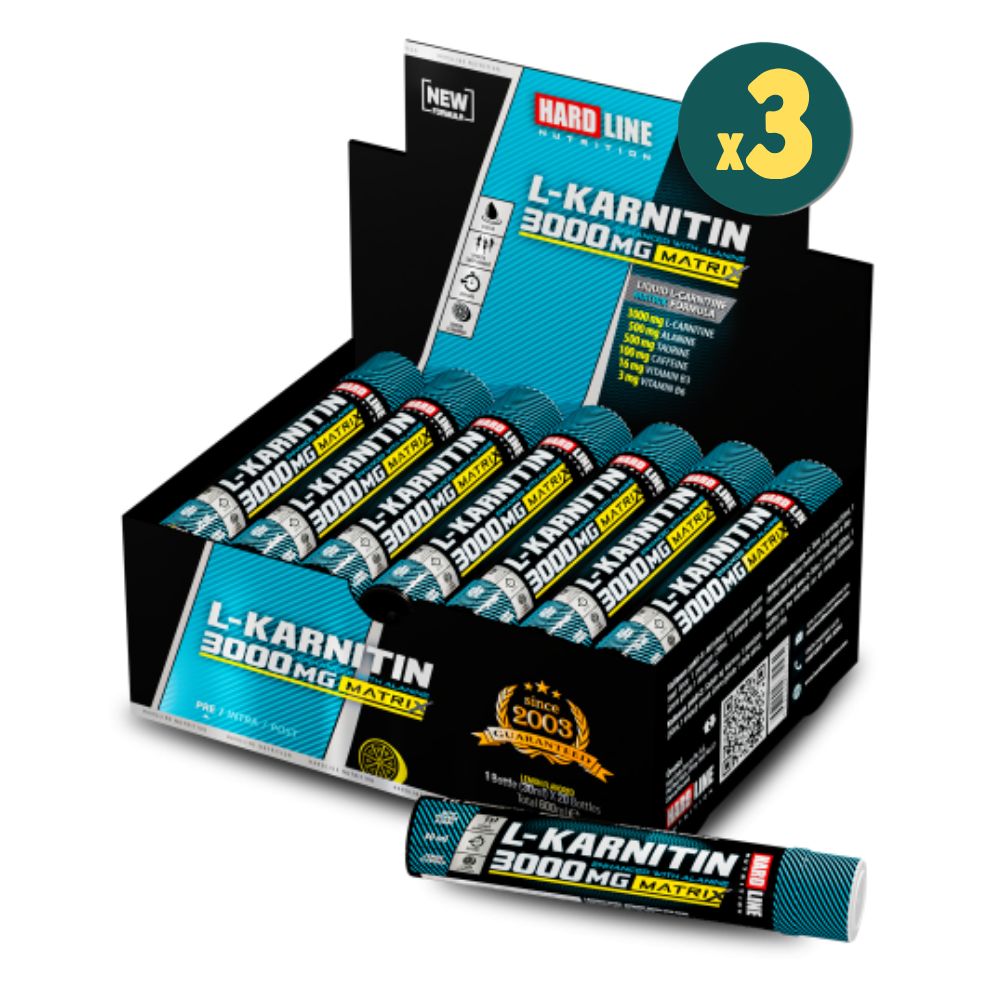 Hardline Nutrition L-Carnitine Limon Aromalı 3000 mg 20 Shots 3 Adet