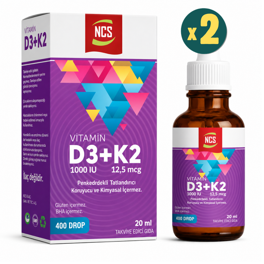 Ncs Vitamin D3+K2 Damla 20 ml 2 Adet Fiyatları - Modern Eczane 