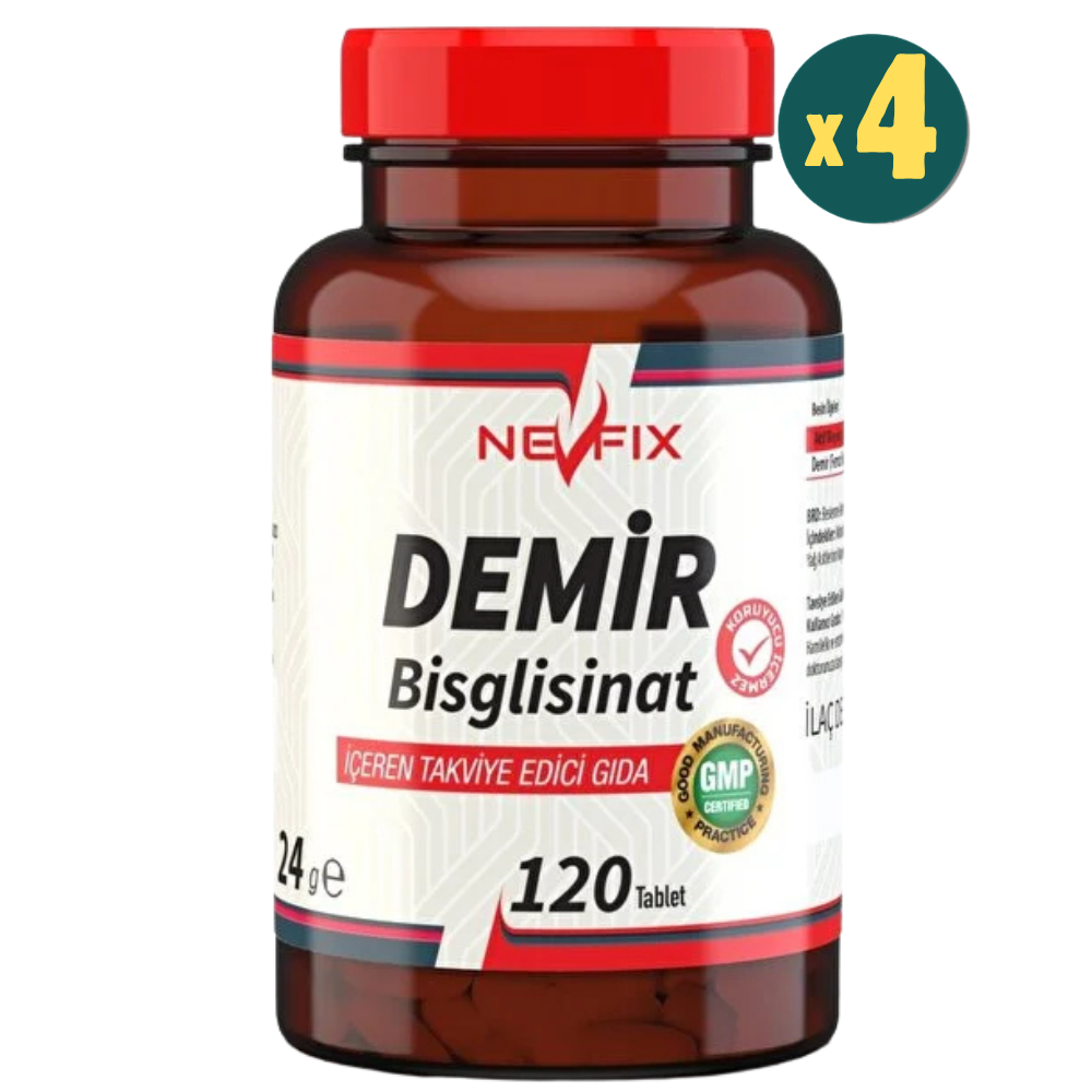 Nevfix Demir Bisglisinat 120 Tablet 4 Adet Fiyatları - Modern Eczane