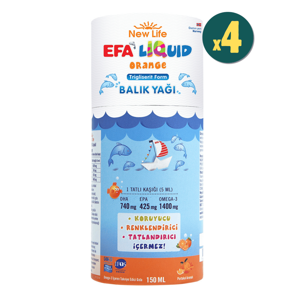 New Life EFA Liquid Orange 150 ml 4 Adet Fiyatları - Modern Eczane
