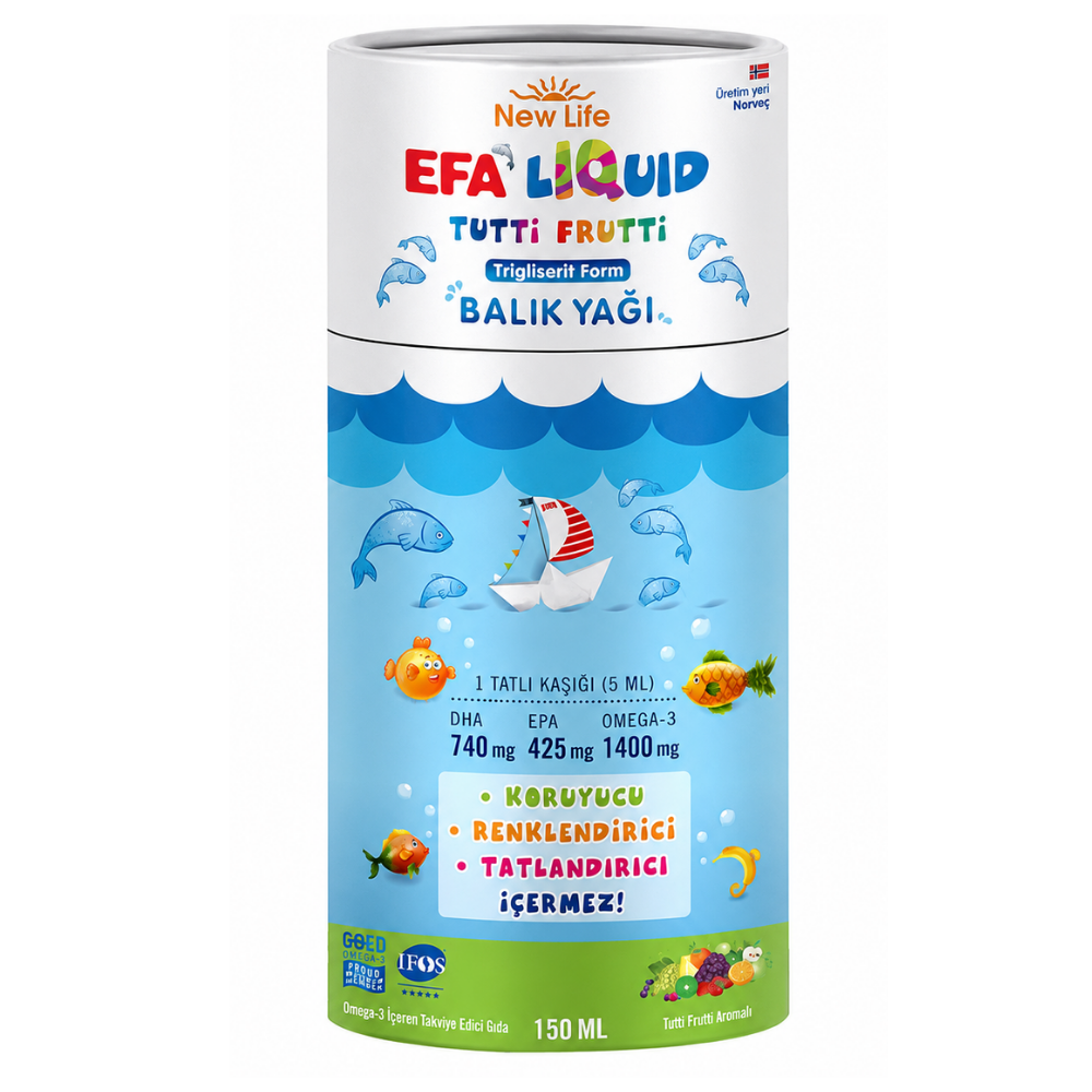 New Life EFA Liquid Tutti Frutti Balık Yağı Şurubu 150 ml Fiyatları - Modern Eczane