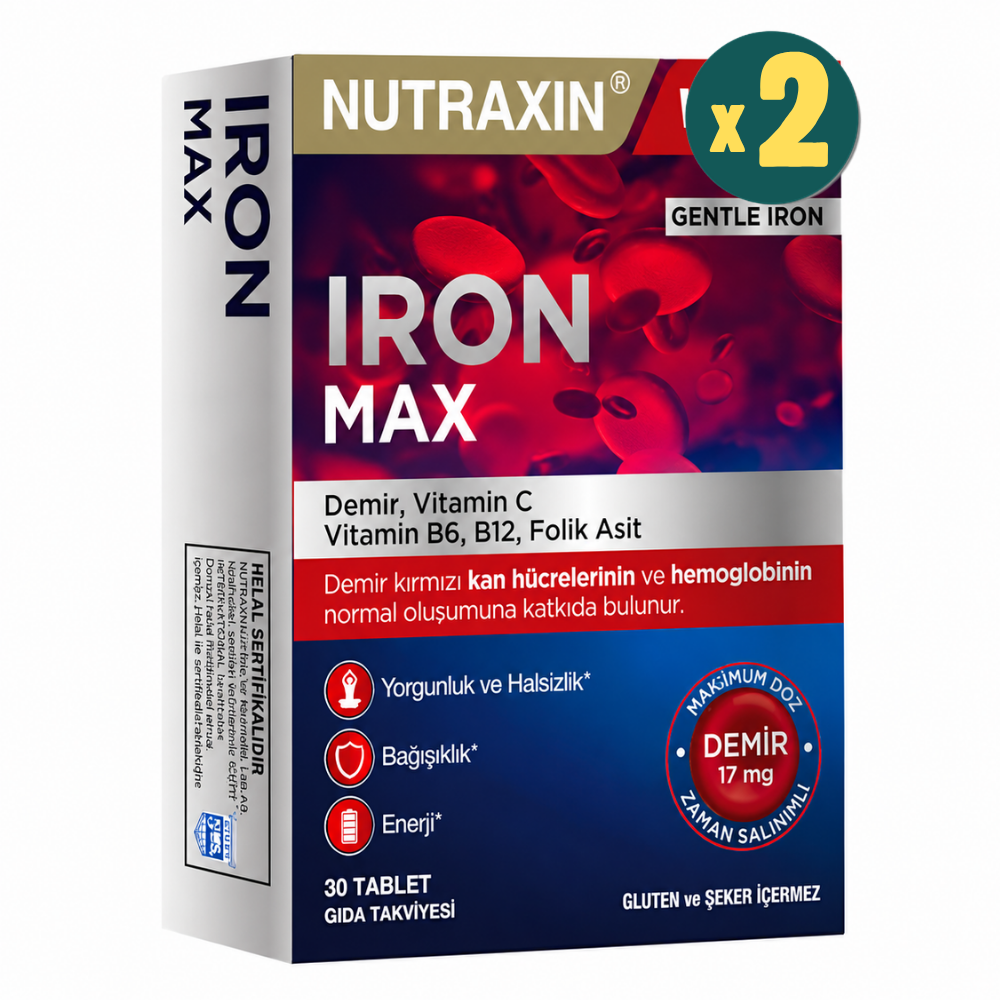 Nutraxin Iron Max 17 mg 30 Tablet 2 Adet Fiyatları - Modern Eczane