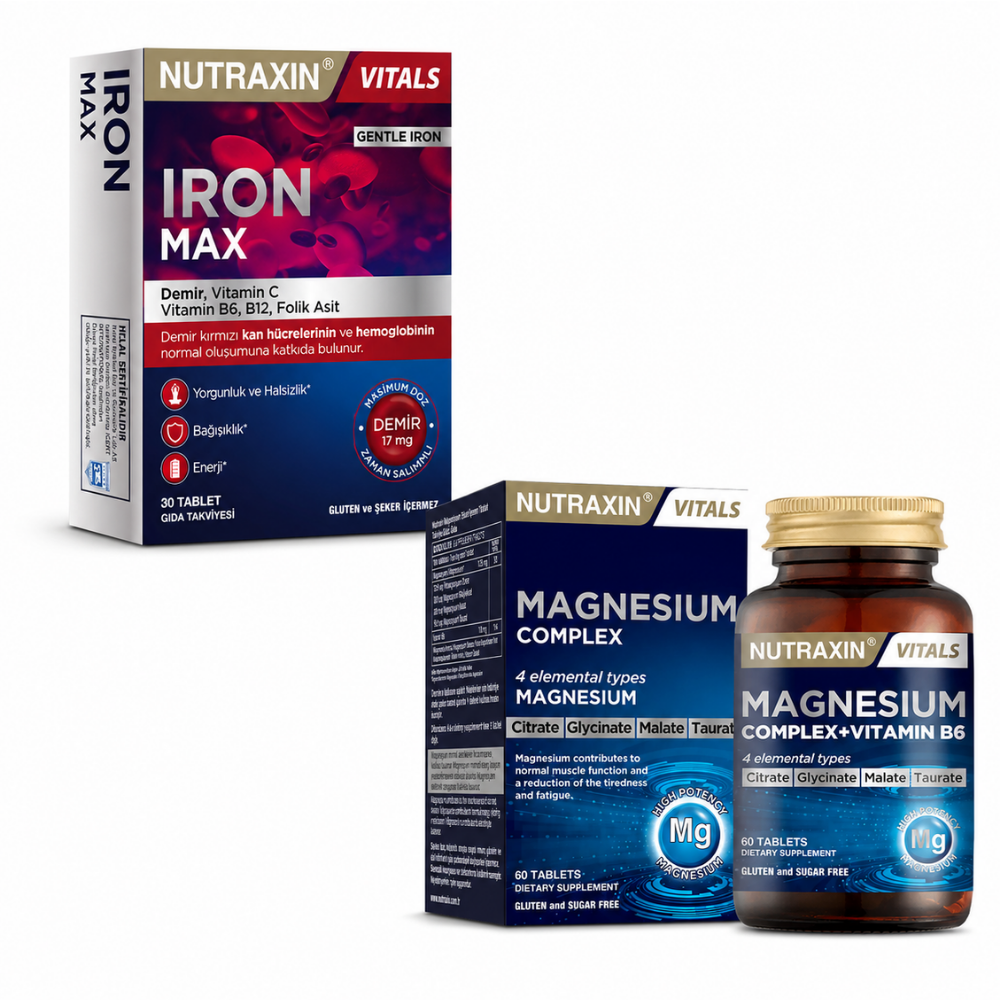 Nutraxin Magnesium Complex 60 Tablet - Iron Max 17 mg 30 Tablet Fiyatları - Modern Eczane