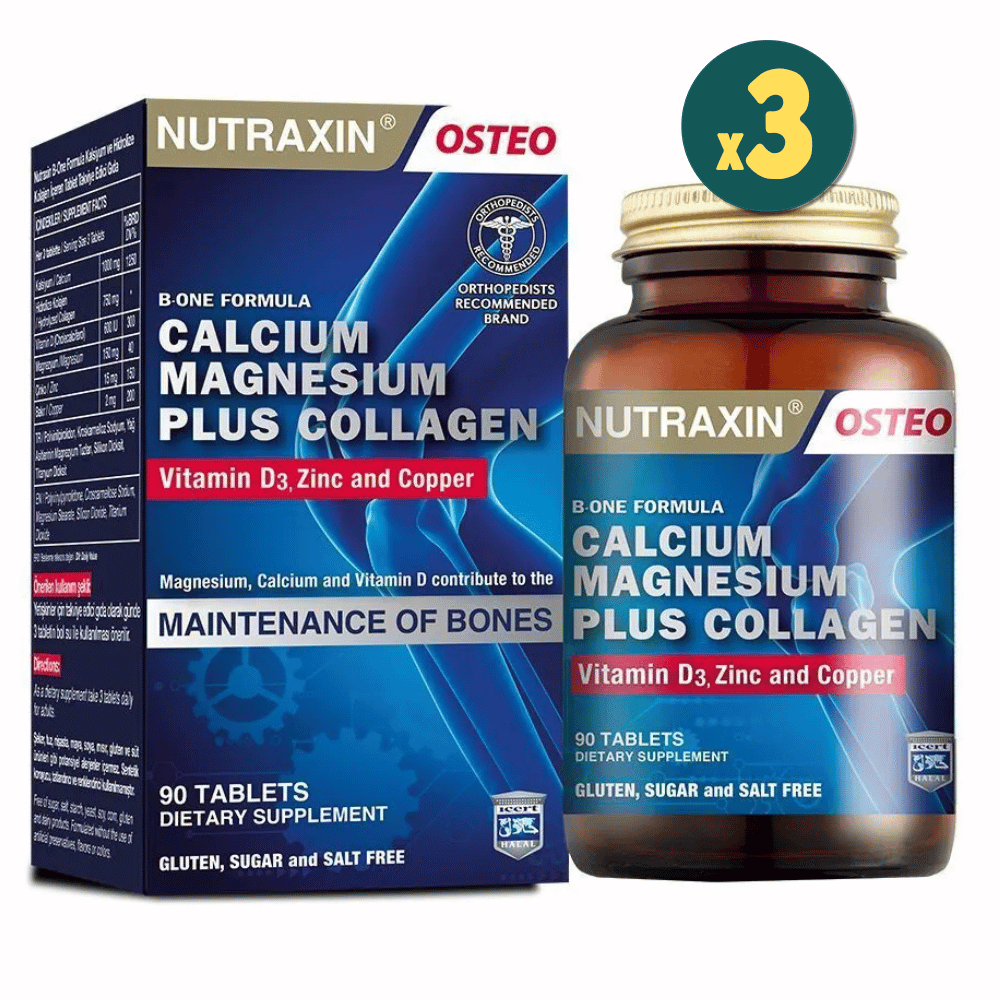 Nutraxin Osteo B One Formula Calcium Magnesium Plus Collagen 90 Tablet 3 Adet Fiyatları - Modern Eczane
